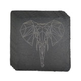 Slate Coasters with Elephant Head engraved (Set of 4)