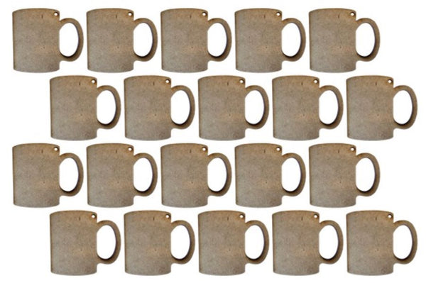 MDF Coffee Mug Shaped Keyring Blanks (Pack of 20)