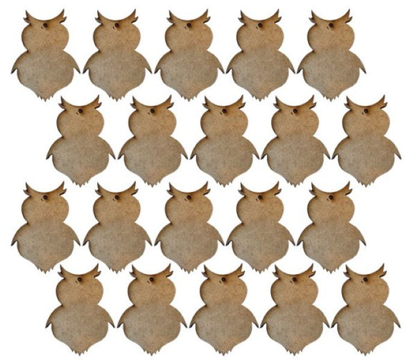 MDF Owl Shaped Keyring Blanks (Pack of 20)