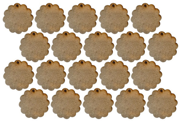 MDF Scalloped Circles Keyring Blanks (Pack of 20)