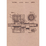 Vintage Patent Sketch Style Rotary Engine - Unframed