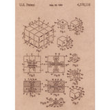 Vintage Patent Sketch Style Rubiks Cube - Unframed