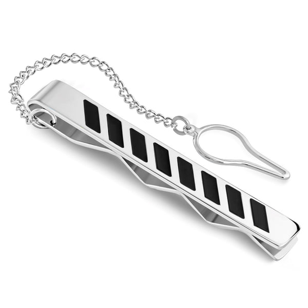 Stainless Steel Bar Tie Clip with Chain