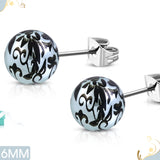 Vintage Acrylic Bead on Stainless Steel Stud Earrings (pair)