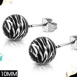 Art Acrylic Bead Ball on Stainless Steel Stud Earrings (pair)